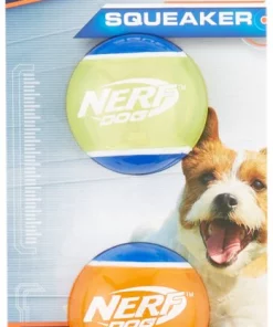 Nerf Dog Squeaker TPR Tennis Ball Dog Toy, 2 pack