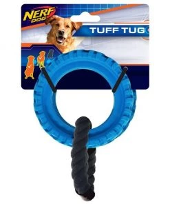 Nerf Dog Tuff Tag Tire Wheel Tug Dog Toy, 13-in