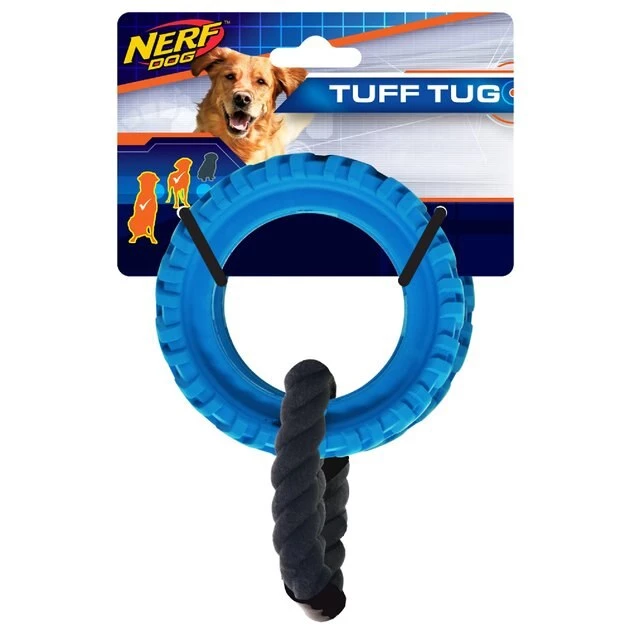Nerf Dog Tuff Tag Tire Wheel Tug Dog Toy, 13-in