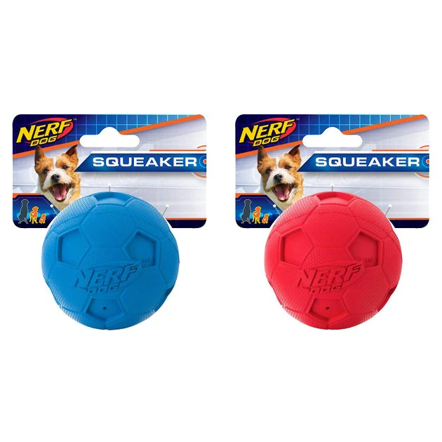 Nerf Dog Soccer Squeak Ball Dog Toy, 2.5-in, 2 count