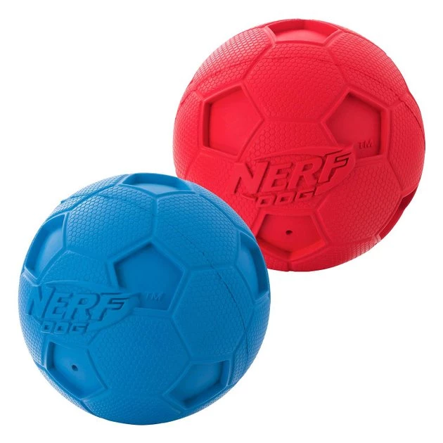 Nerf Dog Soccer Squeak Ball Dog Toy, 2.5-in, 2 count - Image 2