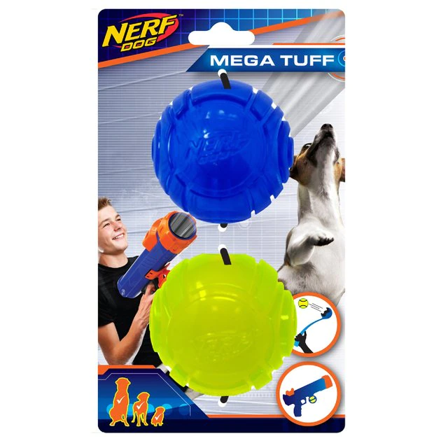 Nerf Dog Mega Tuff ULTRA Translucent TPR Sonic Ball Dog Toy, 2.5-in, 2 count