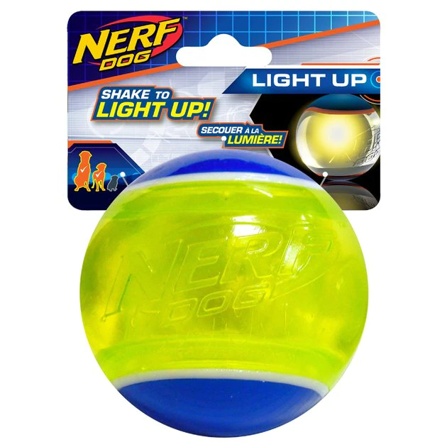 Nerf Dog Light Up LED Blaze Tennis Ball Dog Toy, 3.25-in