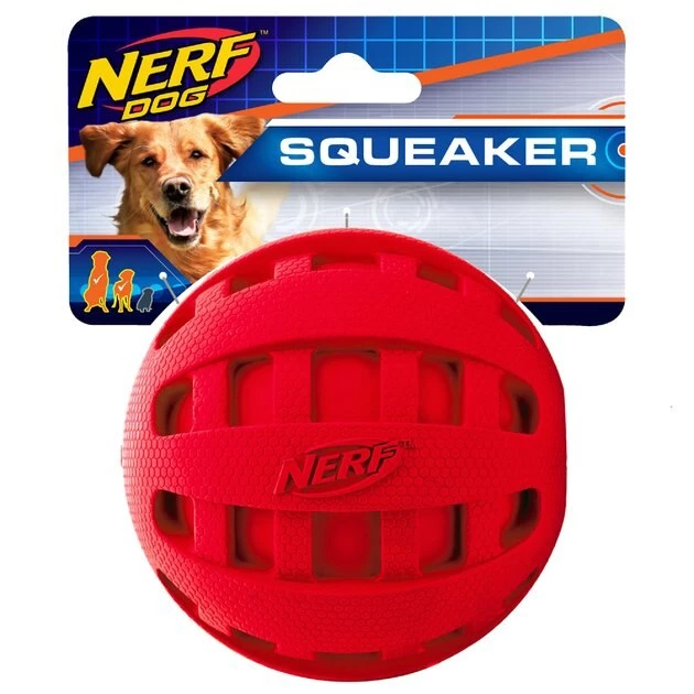Nerf Dog Squeaker Checker Ball Dog Toy, 4-in