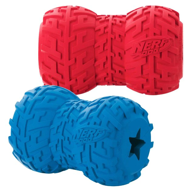 Nerf Dog Feeder Tire Dog Toy, Blue/Red, 2 count - Image 2