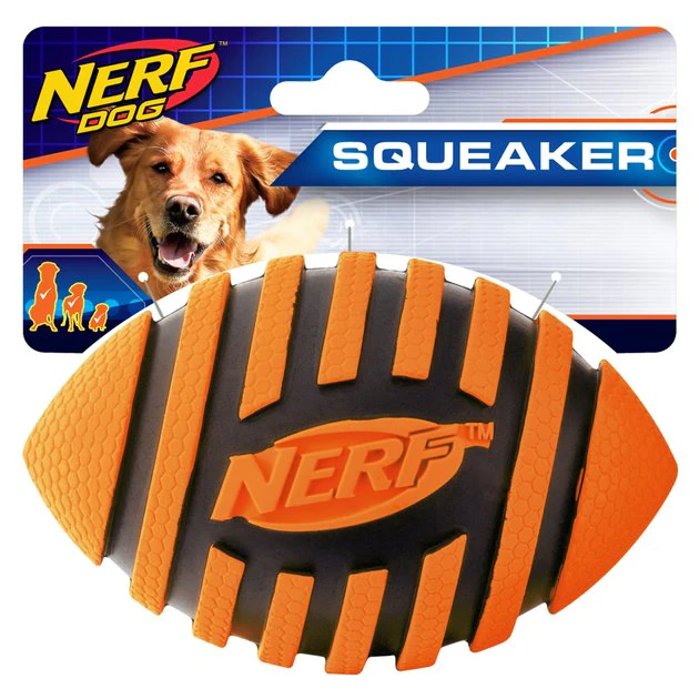 Nerf Dog Squeaker Spiral Football Dog Toy