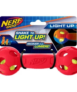 Nerf Dog LED Bash Barbell Dog Toy, 7-in