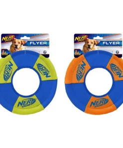 Nerf Dog Flyer Ultraplush Trackshot Toss Tug Ring Dog Toy, 2 count