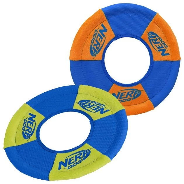 Nerf Dog Flyer Ultraplush Trackshot Toss Tug Ring Dog Toy, 2 count - Image 2
