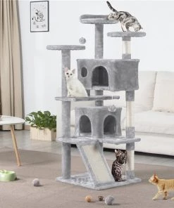 Yaheetech 55-in Plush Cat Tree & Condo
