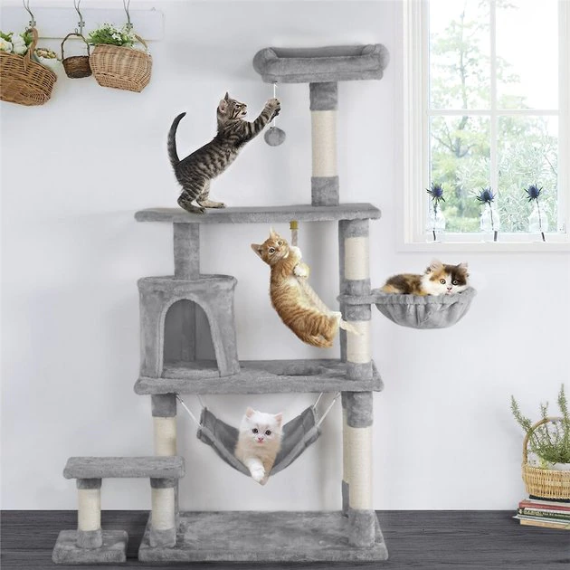 Yaheetech 61.5-in Plush Cat Tree & Condo