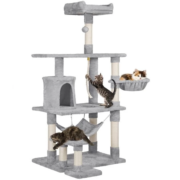 Yaheetech 61.5-in Plush Cat Tree & Condo - Image 2