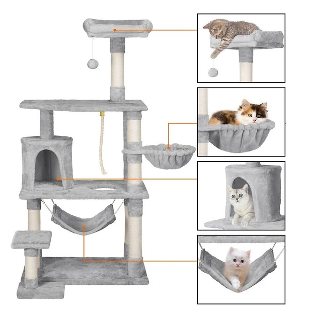 Yaheetech 61.5-in Plush Cat Tree & Condo - Image 4
