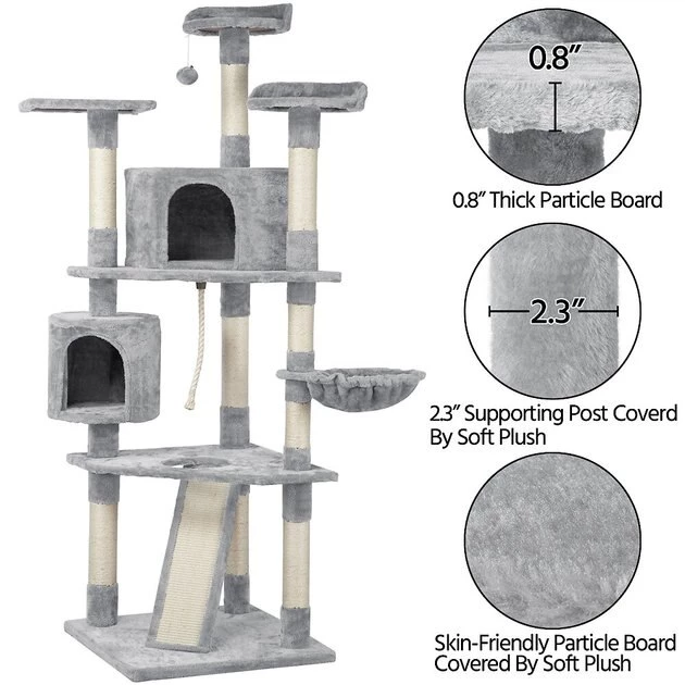 Yaheetech 79-in Plush Cat Tree & Condo - Image 4