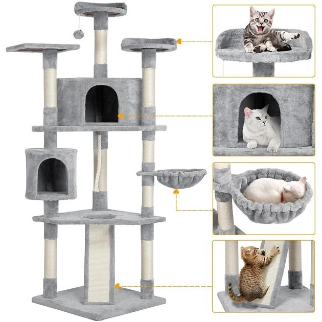 Yaheetech 79-in Plush Cat Tree & Condo - Image 5