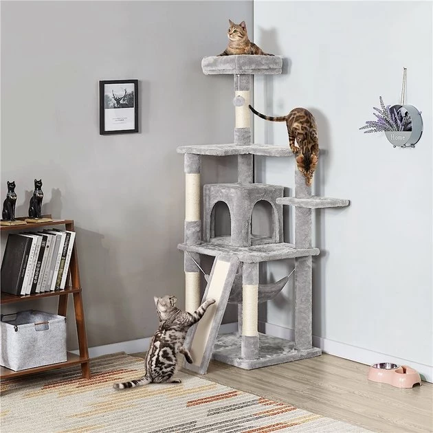 Yaheetech 60.5-in Plush Cat Tree & Condo