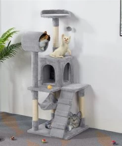 Yaheetech 51-in Plush Multi-Cat Tree & Condo