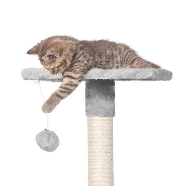 Yaheetech 47.5-in Plush Cat Tree & Condo, Light Gray - Image 5