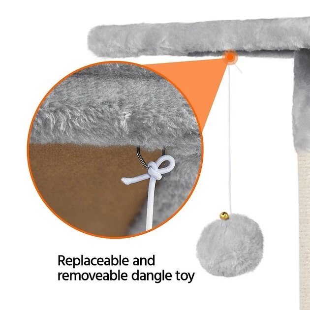 Yaheetech 47.5-in Plush Cat Tree & Condo, Light Gray - Image 9