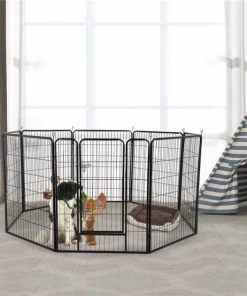 Yaheetech 8-Panel Dog Exercise Pen, Black