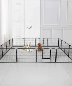 Yaheetech 16 Panel Dog Exercise Pen, Black