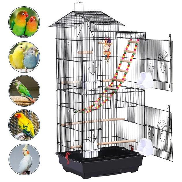 Yaheetech 39-in Parrot Bird Cage, Black, Large - Image 2
