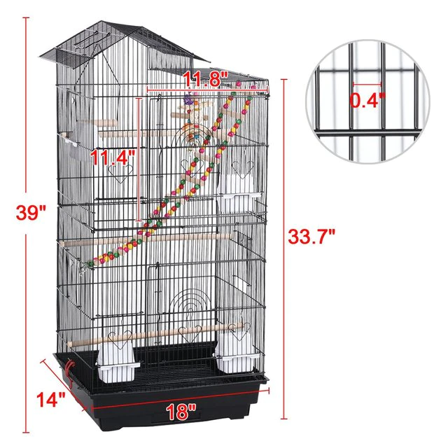 Yaheetech 39-in Parrot Bird Cage, Black, Large - Image 3