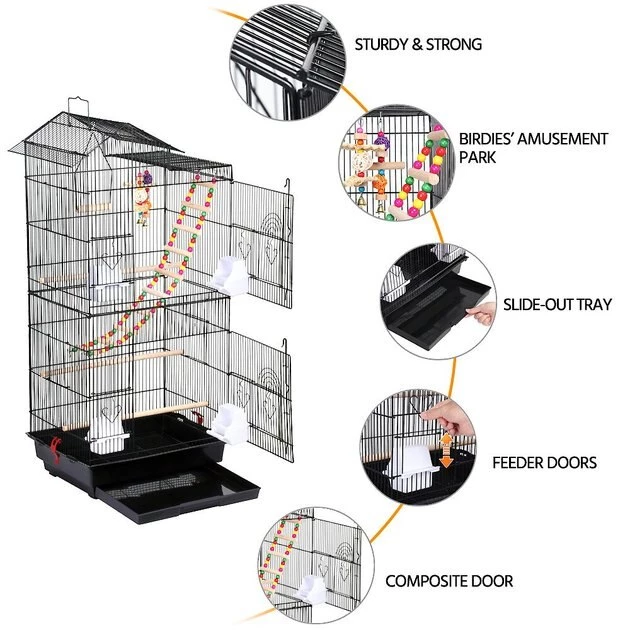 Yaheetech 39-in Parrot Bird Cage, Black, Large - Image 6