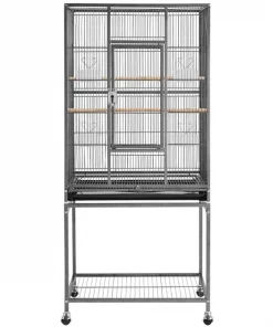 Yaheetech 53.7-in Parrot Bird Cage & Stand, Hammered Black, Large