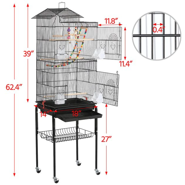 Yaheetech 62.5-in Rolling Large Bird Cage & Detachable Stand - Image 4