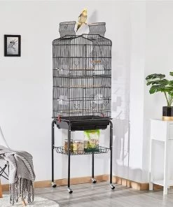 Yaheetech 64-in Rolling Large Bird Cage, Black
