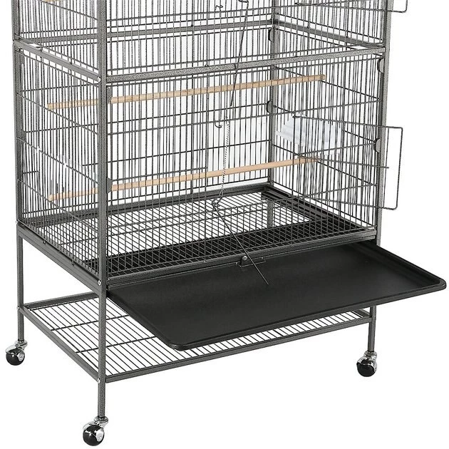 Yaheetech 52-in H Large Bird Rolling Cage & Storage Shelf, Hammered Black - Image 7