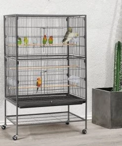 Yaheetech 52-in Rolling Bird Cage, Hammered Black, Large