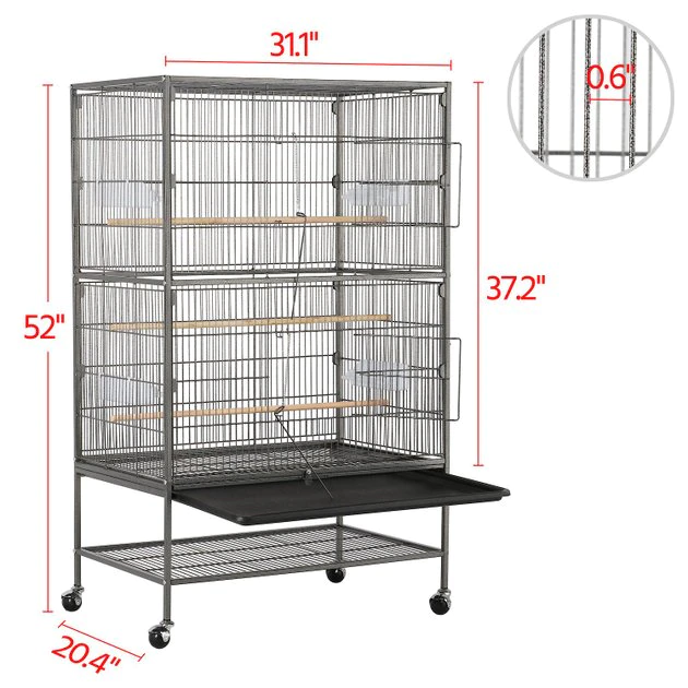Yaheetech 52-in Rolling Bird Cage, Hammered Black, Large - Image 3