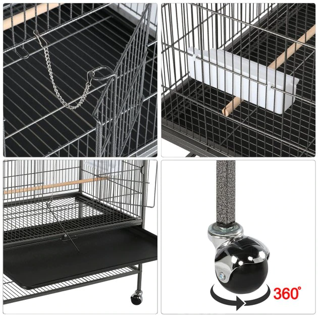 Yaheetech 52-in Rolling Bird Cage, Hammered Black, Large - Image 4