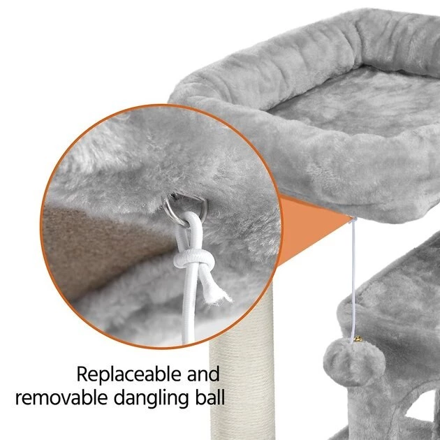 Yaheetech 3 Tiers 36-in Plush Cat Tower with Double Cat Condo - Image 6