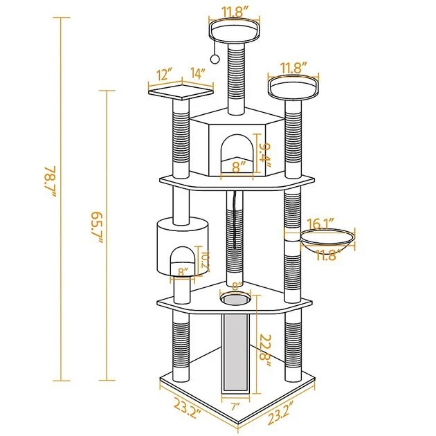 Yaheetech 79-in Plush Cat Tree & Condo, Dark Gray - Image 2