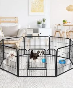 Yaheetech Wire Dog & Cat Playpen, Black, 24-inch