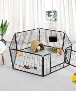 Yaheetech Heavy Duty Wire Dog & Cat Playpen, Black