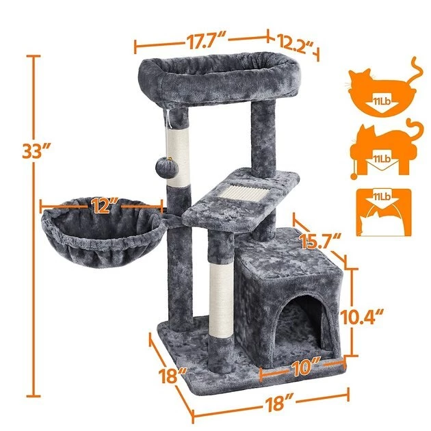 Yaheetech 33-in Plush Cover Cat Tree - Image 2
