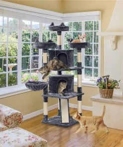 Yaheetech 68.5-in Plush Cat Tower, Dark Gray