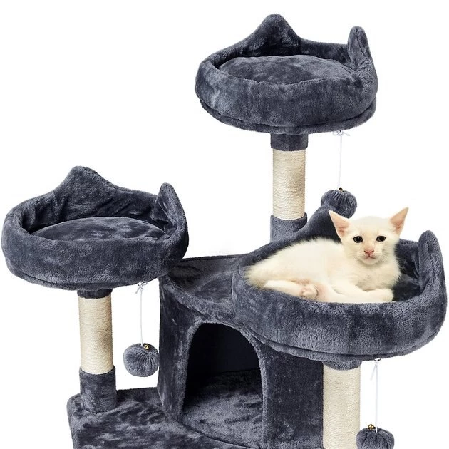 Yaheetech 68.5-in Plush Cat Tower, Dark Gray - Image 4