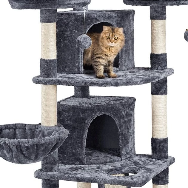 Yaheetech 68.5-in Plush Cat Tower, Dark Gray - Image 5