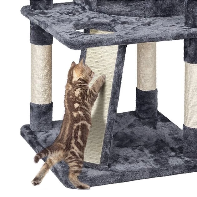 Yaheetech 68.5-in Plush Cat Tower, Dark Gray - Image 6