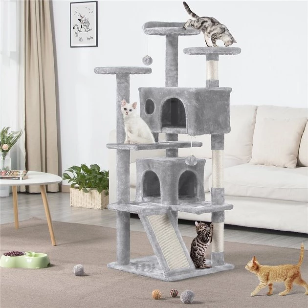 Yaheetech 55-in Plush Cat Tree & Condo