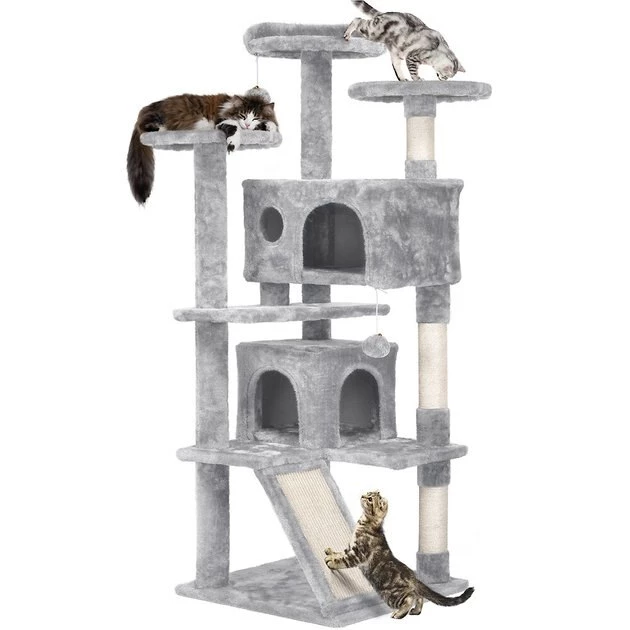 Yaheetech 55-in Plush Cat Tree & Condo - Image 2