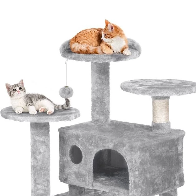 Yaheetech 55-in Plush Cat Tree & Condo - Image 4