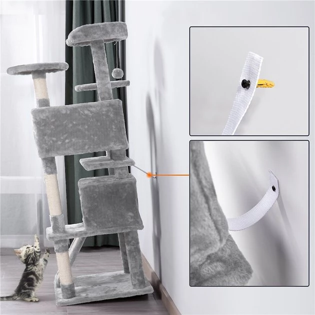 Yaheetech 55-in Plush Cat Tree & Condo - Image 9