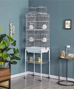 Yaheetech 64-in Open Top Metal Parrot Cage with Detachable Rolling Stand