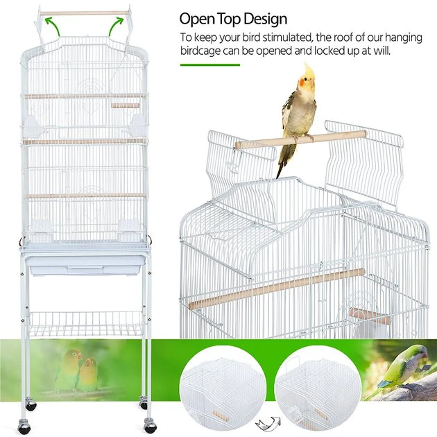 Yaheetech 64-in Open Top Metal Parrot Cage with Detachable Rolling Stand - Image 5